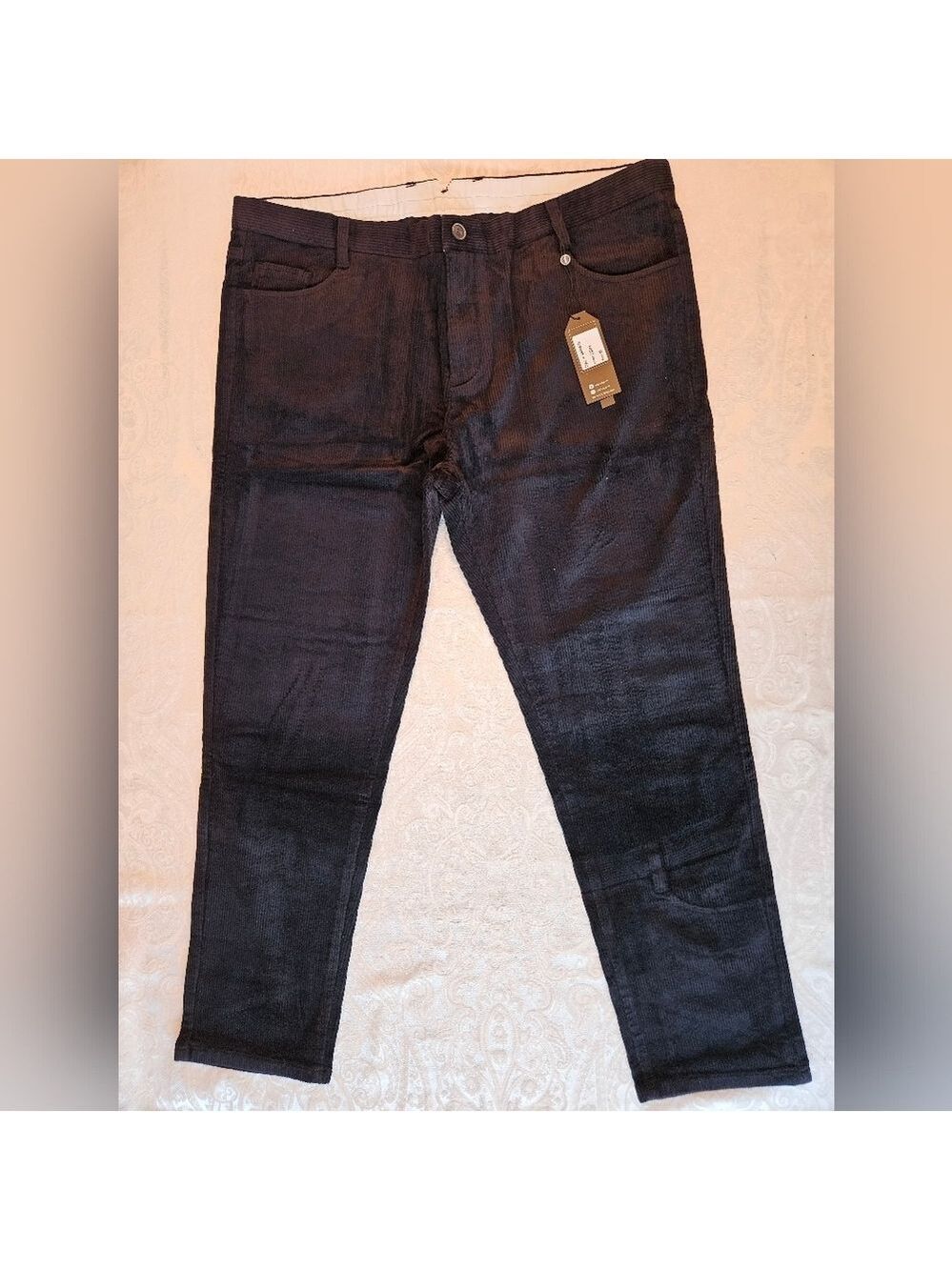 Men's Classic Cotton Black Corduroy Chino Pants, Size 46, Snover, NWT